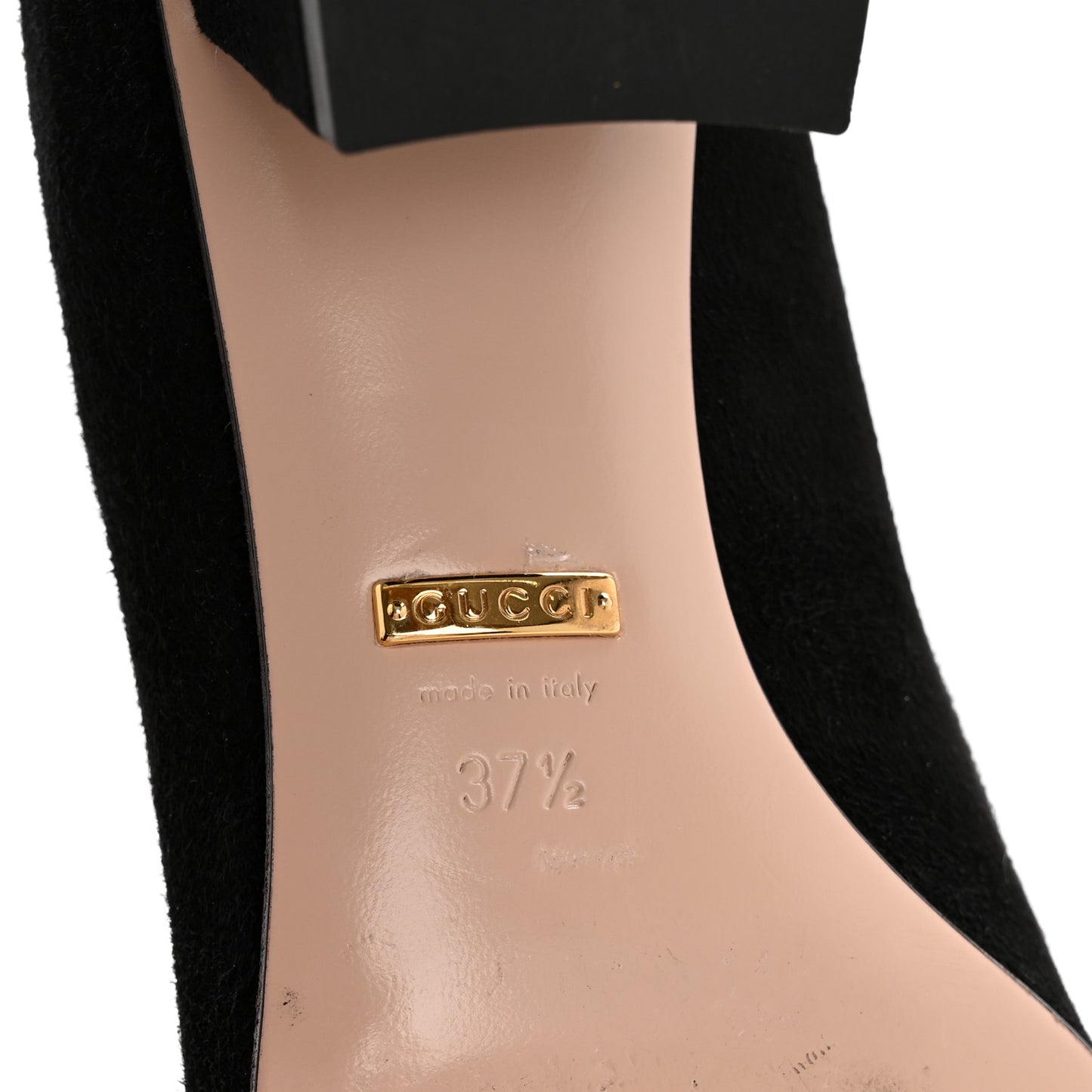 Kid Scamosciato GG Marmont Fringe 50mm Loafer Pumps 37.5 Black