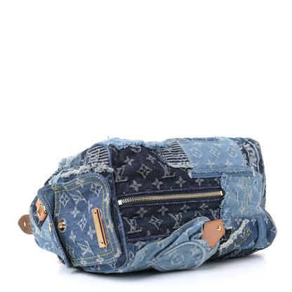 Louis Vuitton Denim Patchwork Speedy 30 Blue 3 of 4