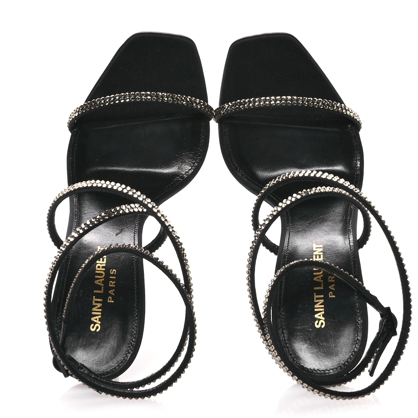 Satin Crystal Opyum Sandals 37 Black