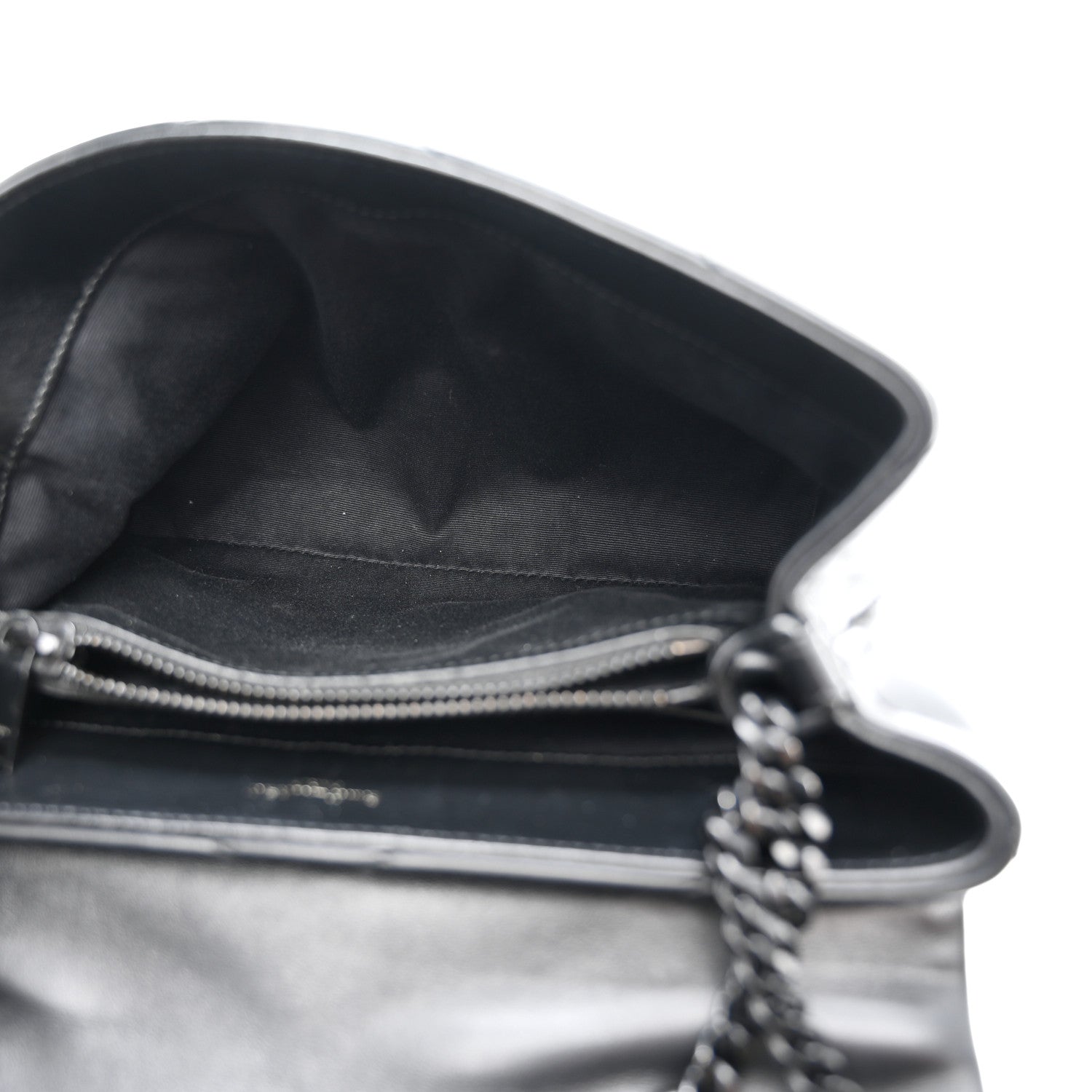 Saint Laurent Calfskin Y Quilted Monogram Monochrome Small Loulou Chain Satchel Black 5 of 15