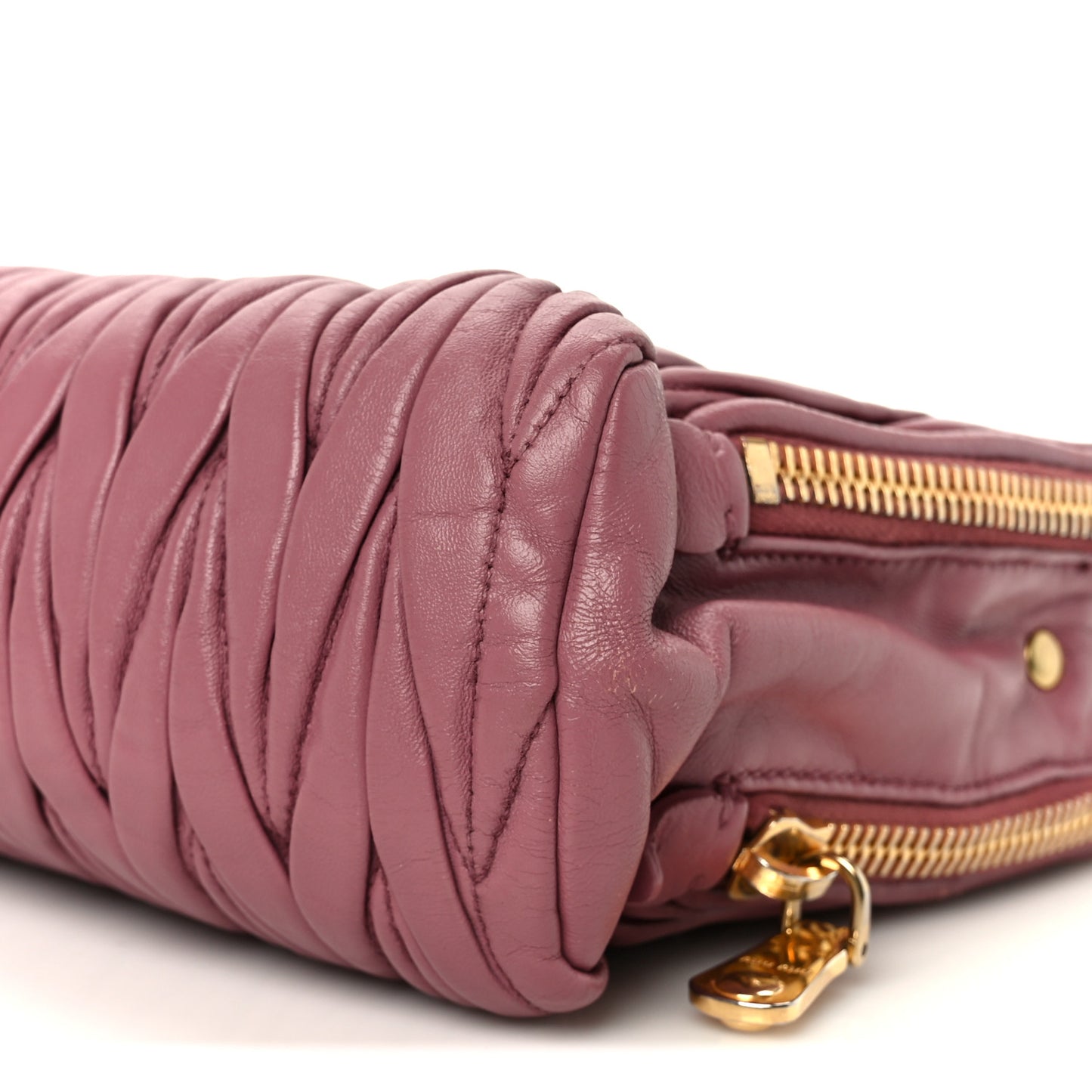 Vitello Lux Matelasse Double Zip Shoulder Bag Rosa