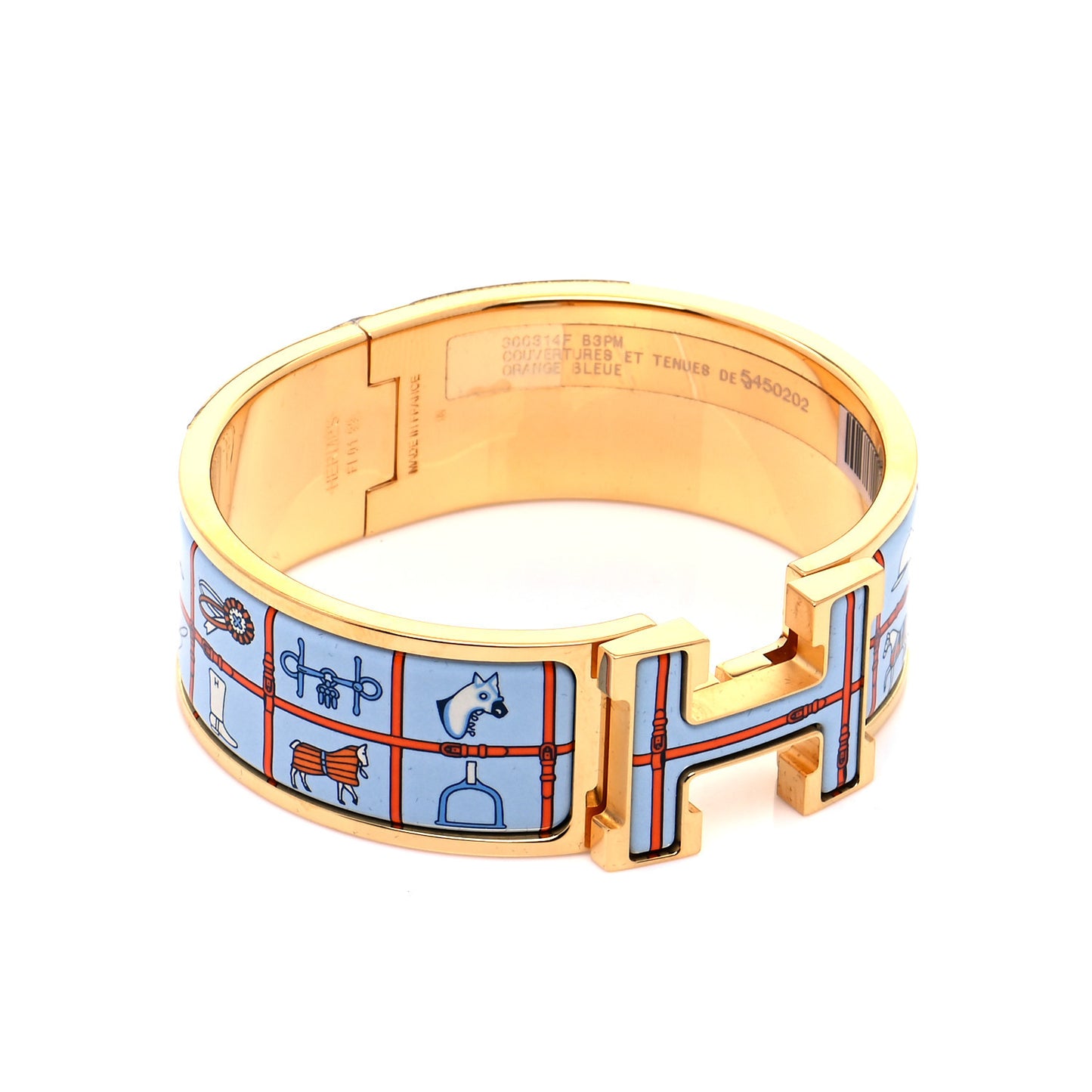 Enamel Couvertures et Tenues de Jour Wide Clic Clac H Bracelet PM Orange Bleue