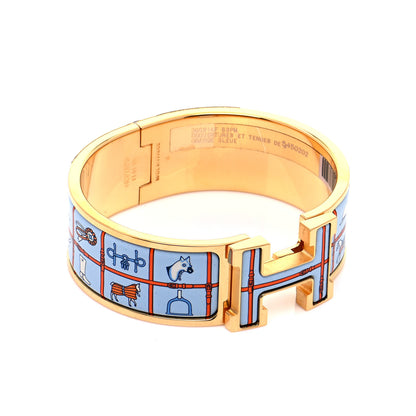 Hermes Enamel Couvertures et Tenues de Jour Wide Clic Clac H Bracelet PM Orange Bleue 6 of 8