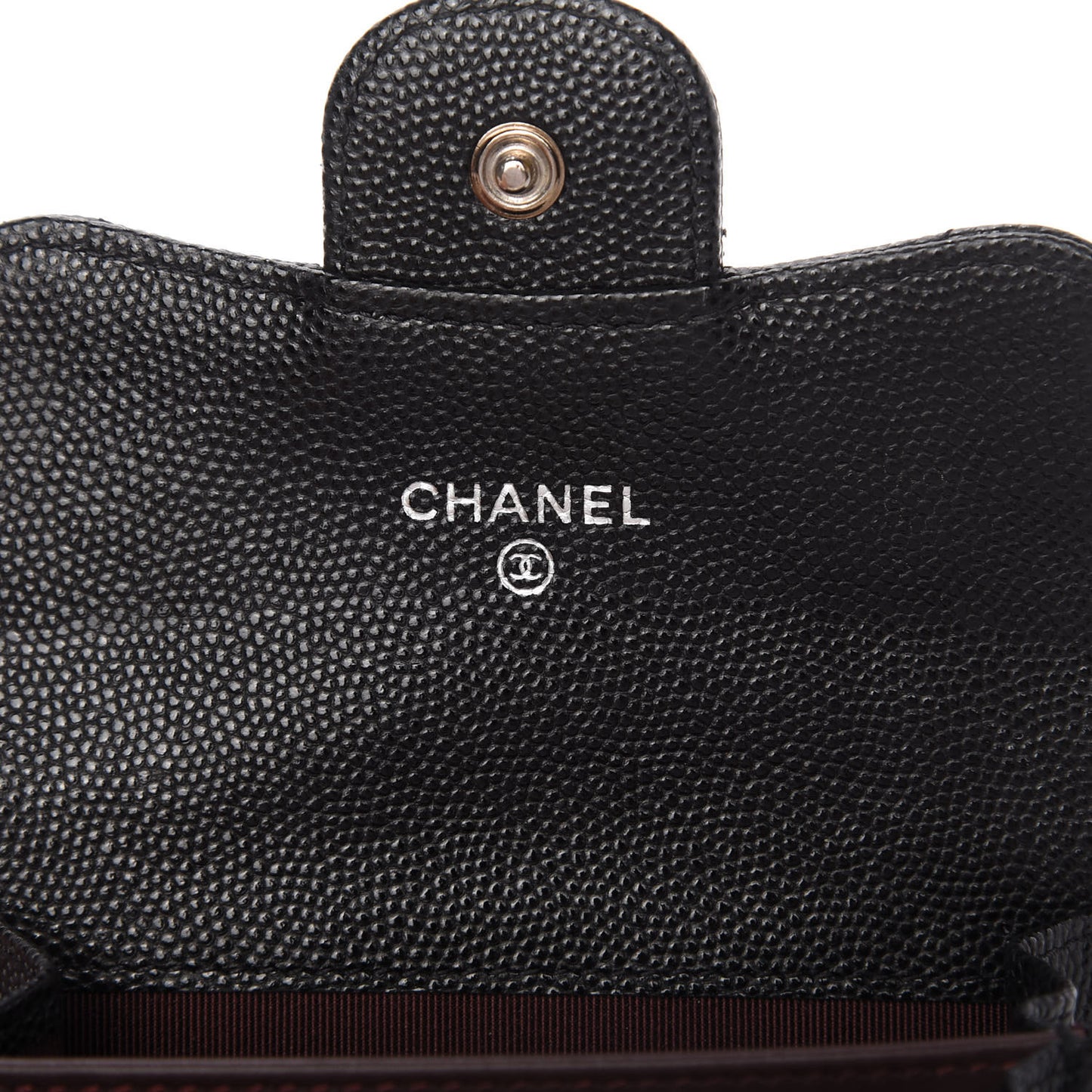 Caviar Chevron Quilted Card Holder Wallet Black