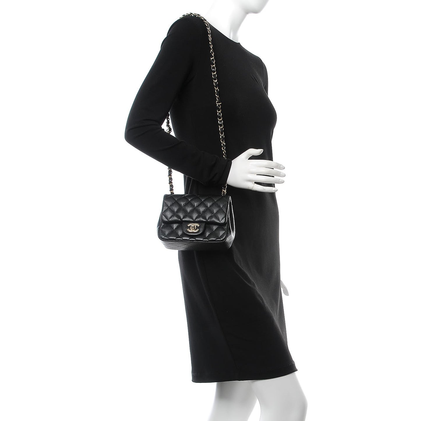 Caviar Quilted Mini Square Flap Black