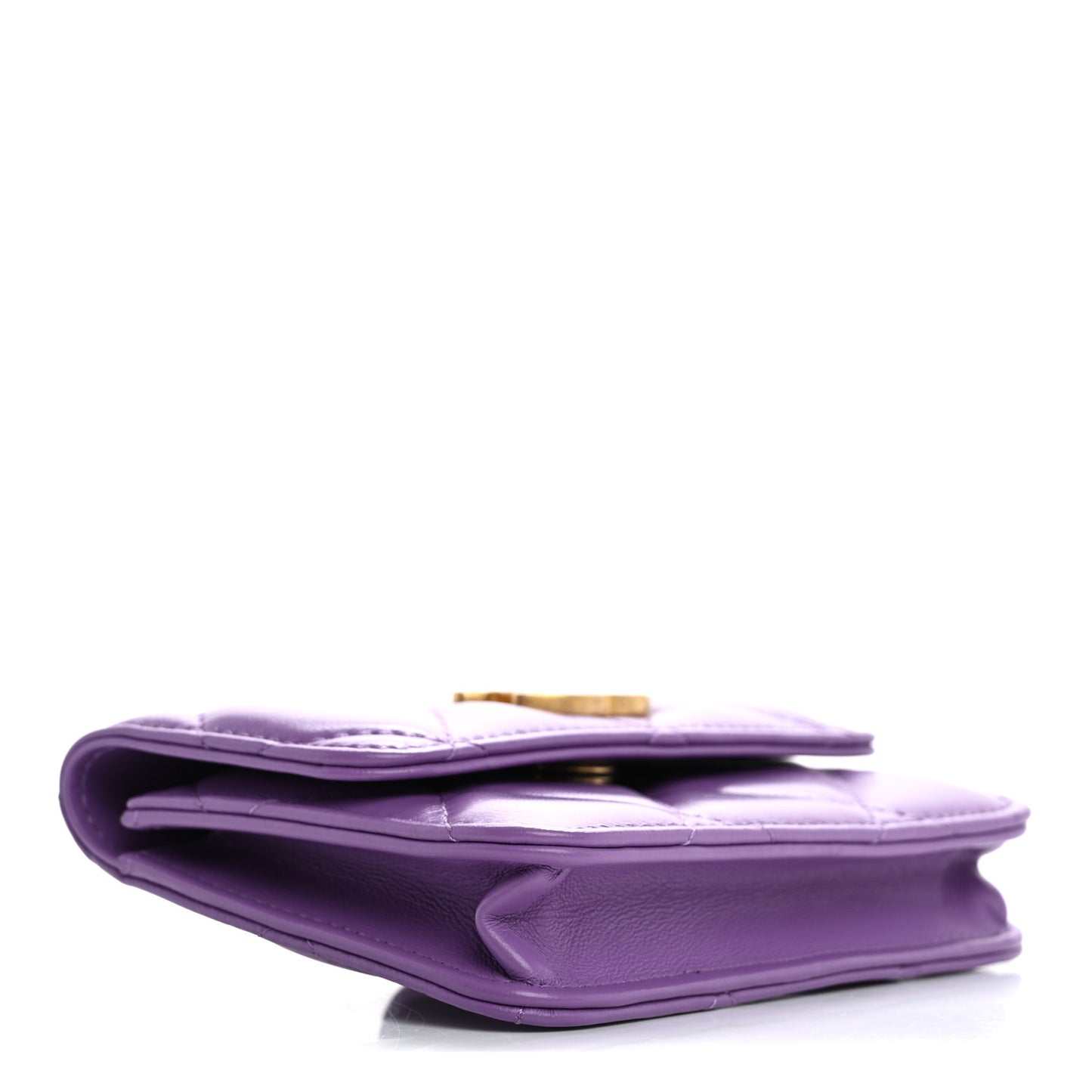 Lambskin Enamel Quilted Pending Clutch With Chain Purple