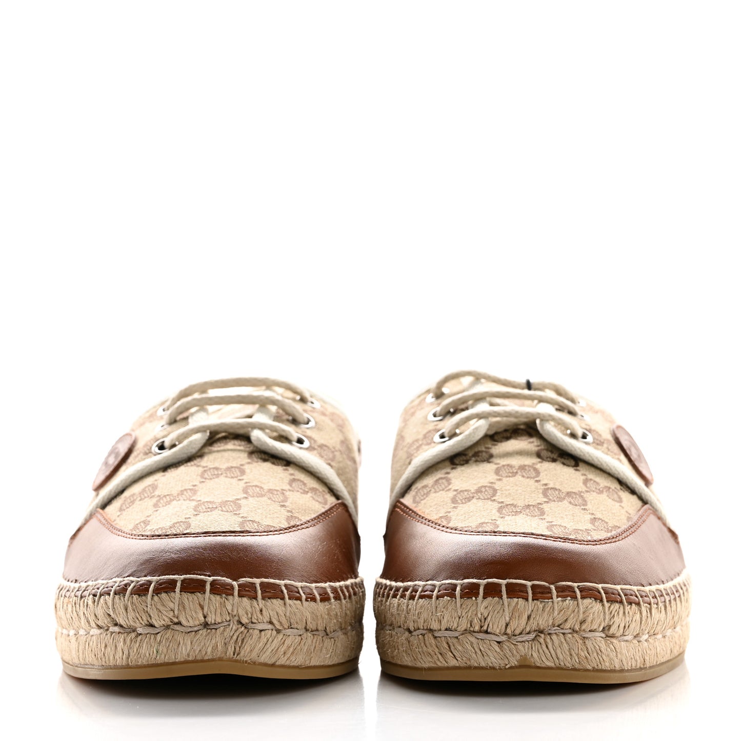 GG Monogram Mens Espadrille Loafers 9 Beige Ebony Mystic White