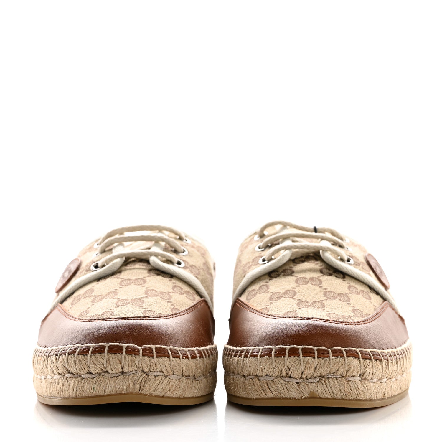 Gucci GG Monogram Mens Espadrille Loafers 9 Beige Ebony Mystic White 2 of 9