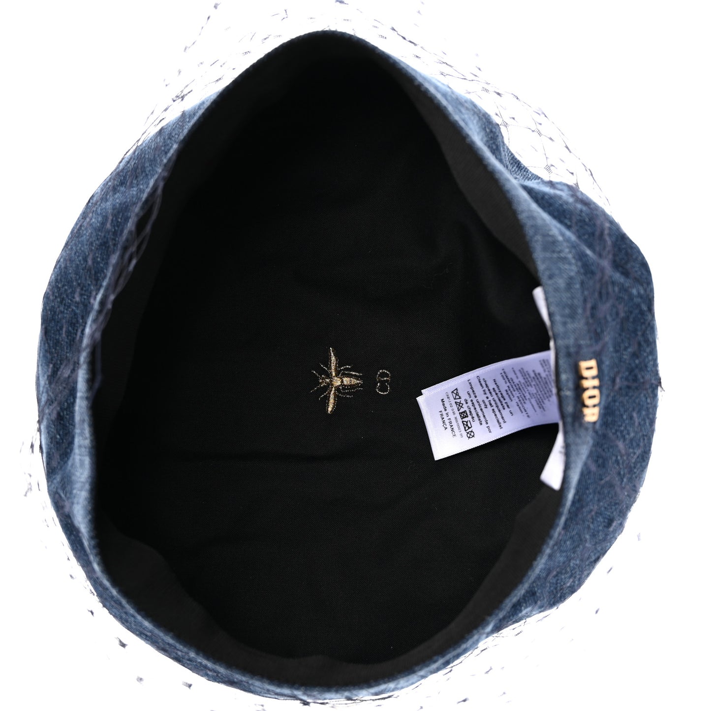 Cotton Denim Arty Beret Cap With Veil 58 Blue