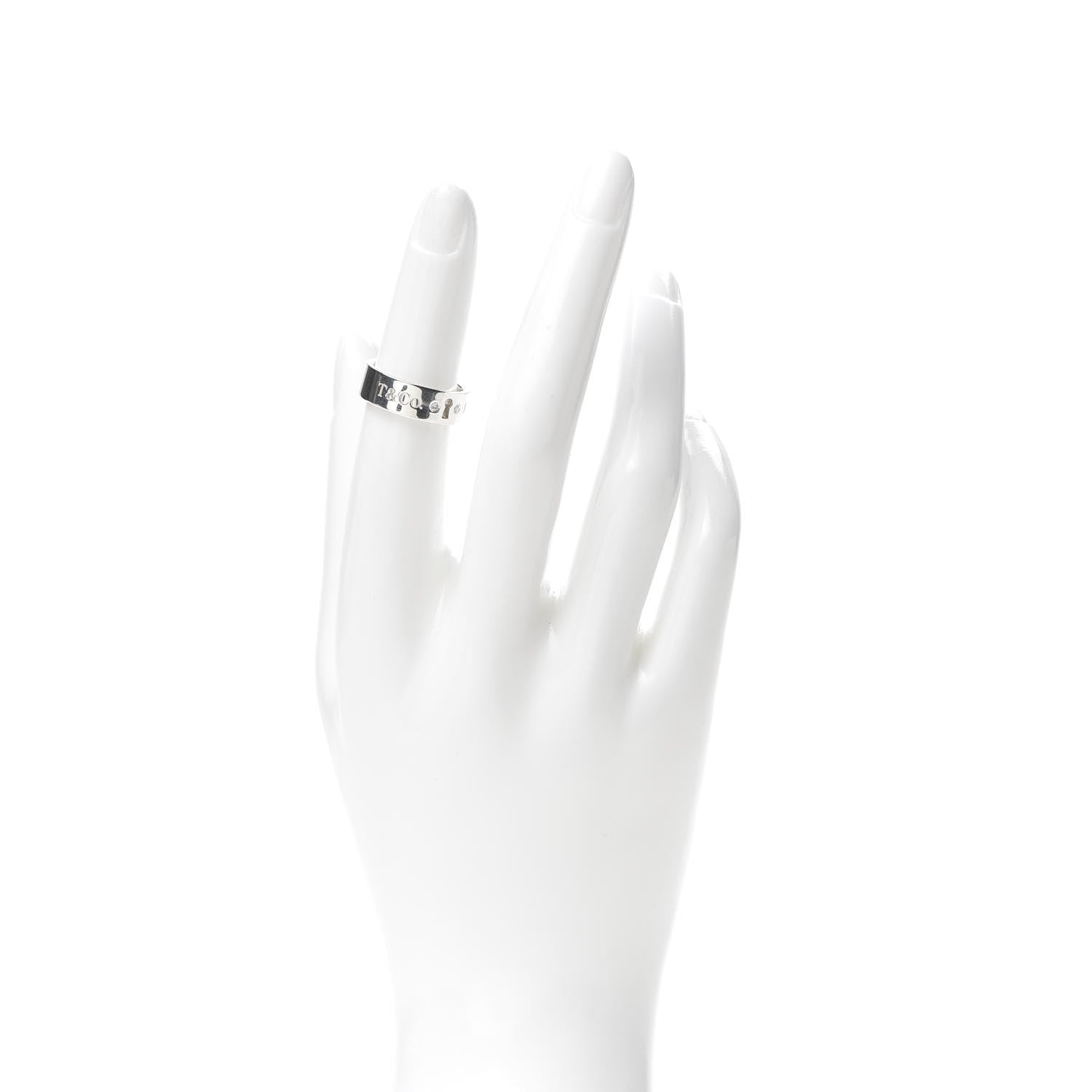Tiffany Sterling Silver Diamond Locks Ring 49 5 2 of 4