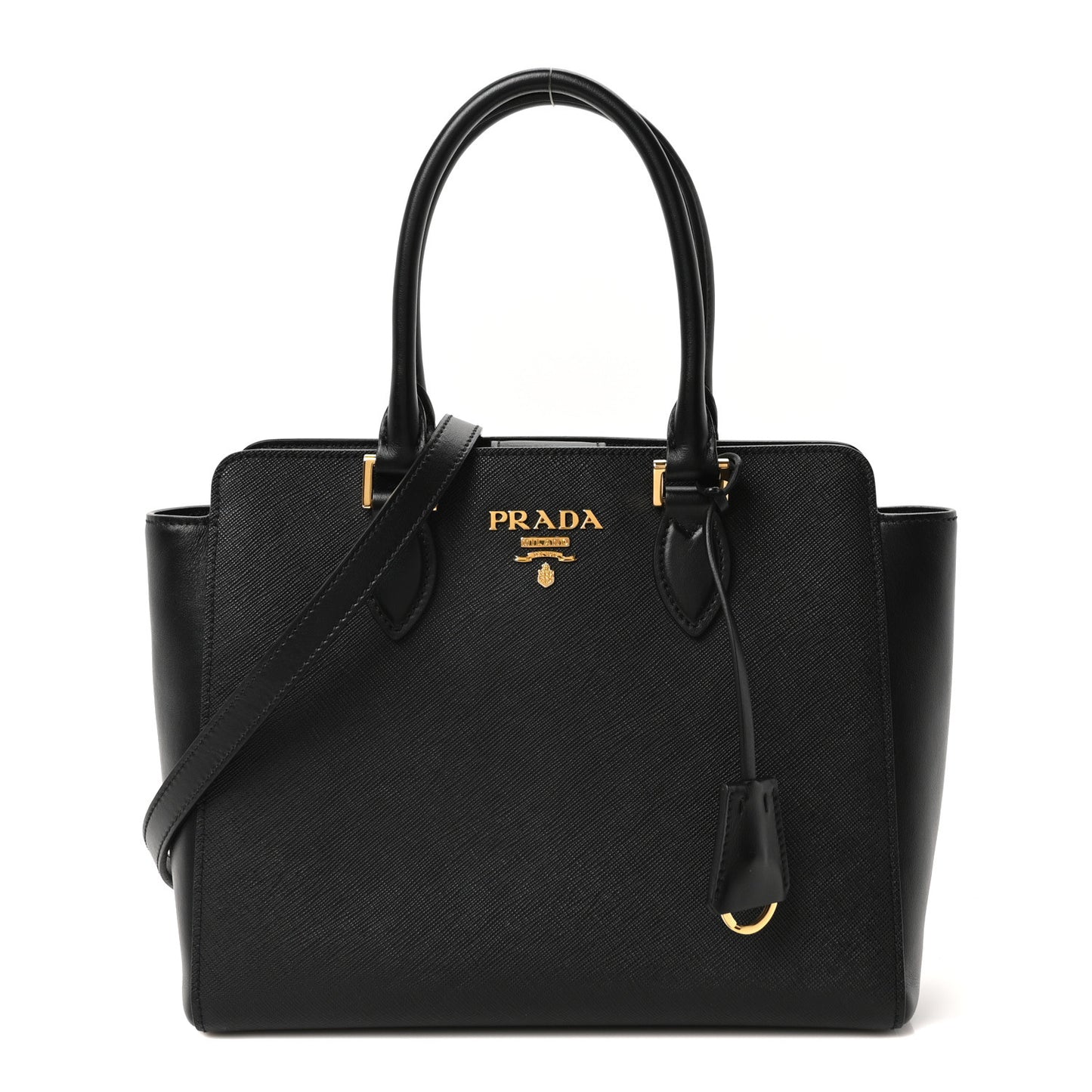 Saffiano Soft Calfskin Small Zippered Tote Black