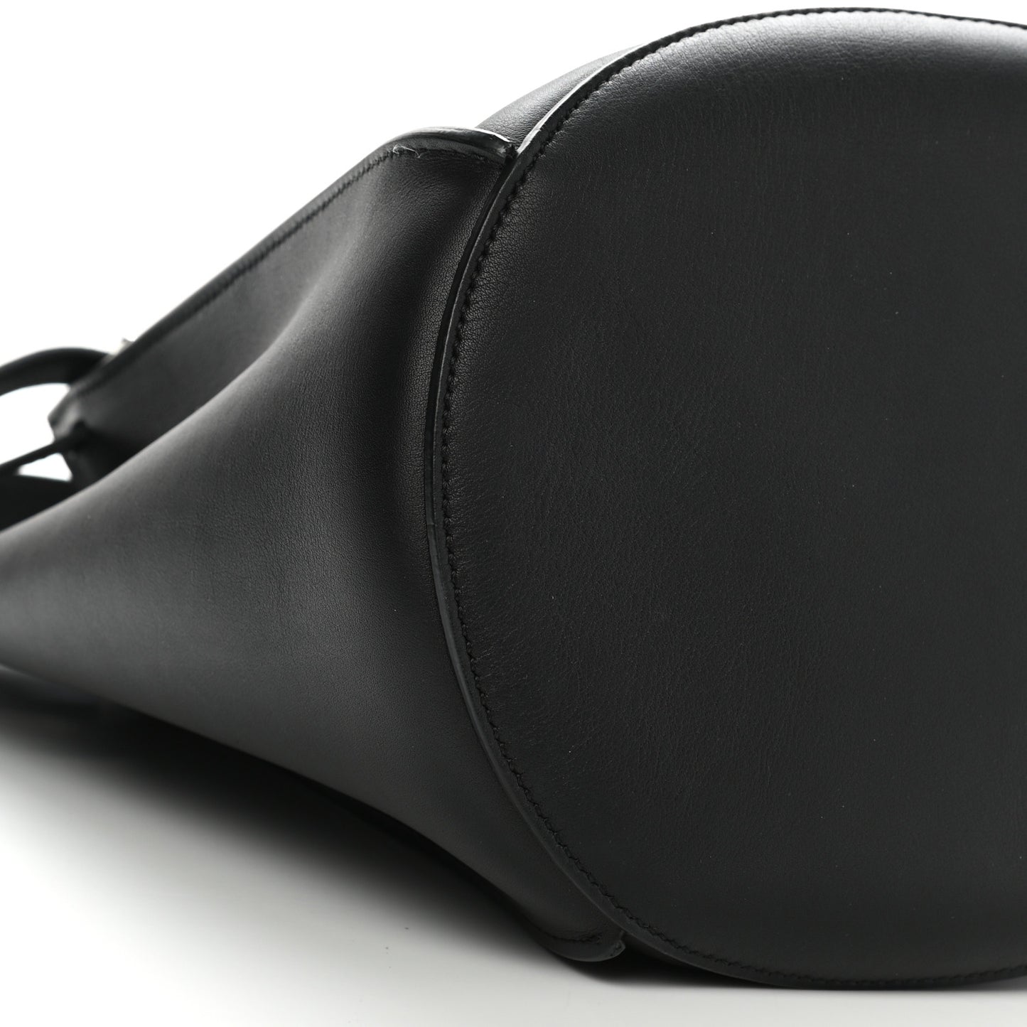 Smooth Calfskin Long Strap Big Bag Bucket Black