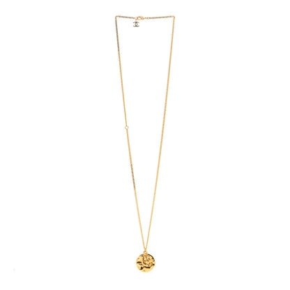 Chanel Metal Resin CC Round Pendant Necklace Gold Black 3 of 6
