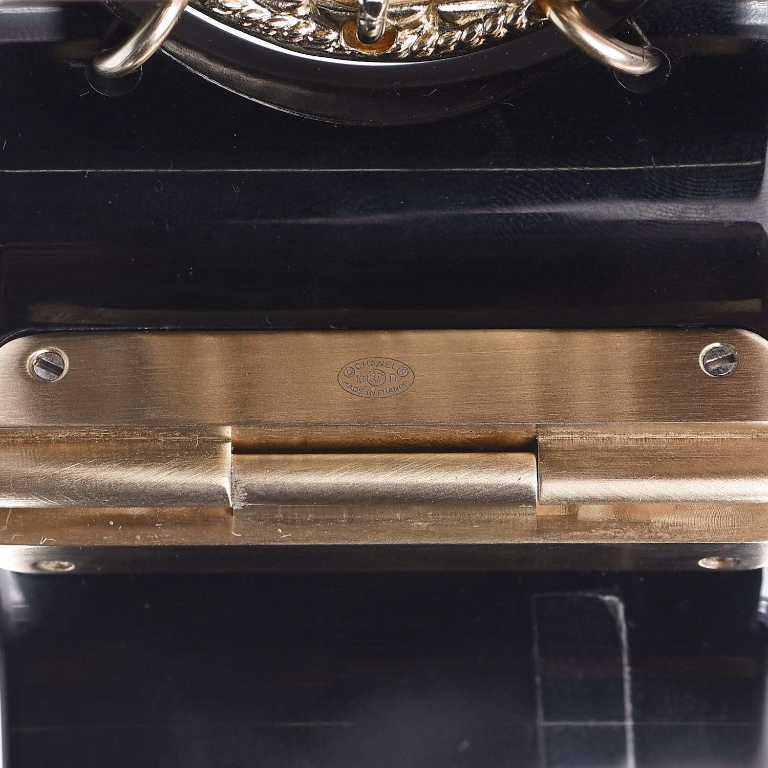 Chanel Resin Medallion CC Cuff Black Gold 3 of 5
