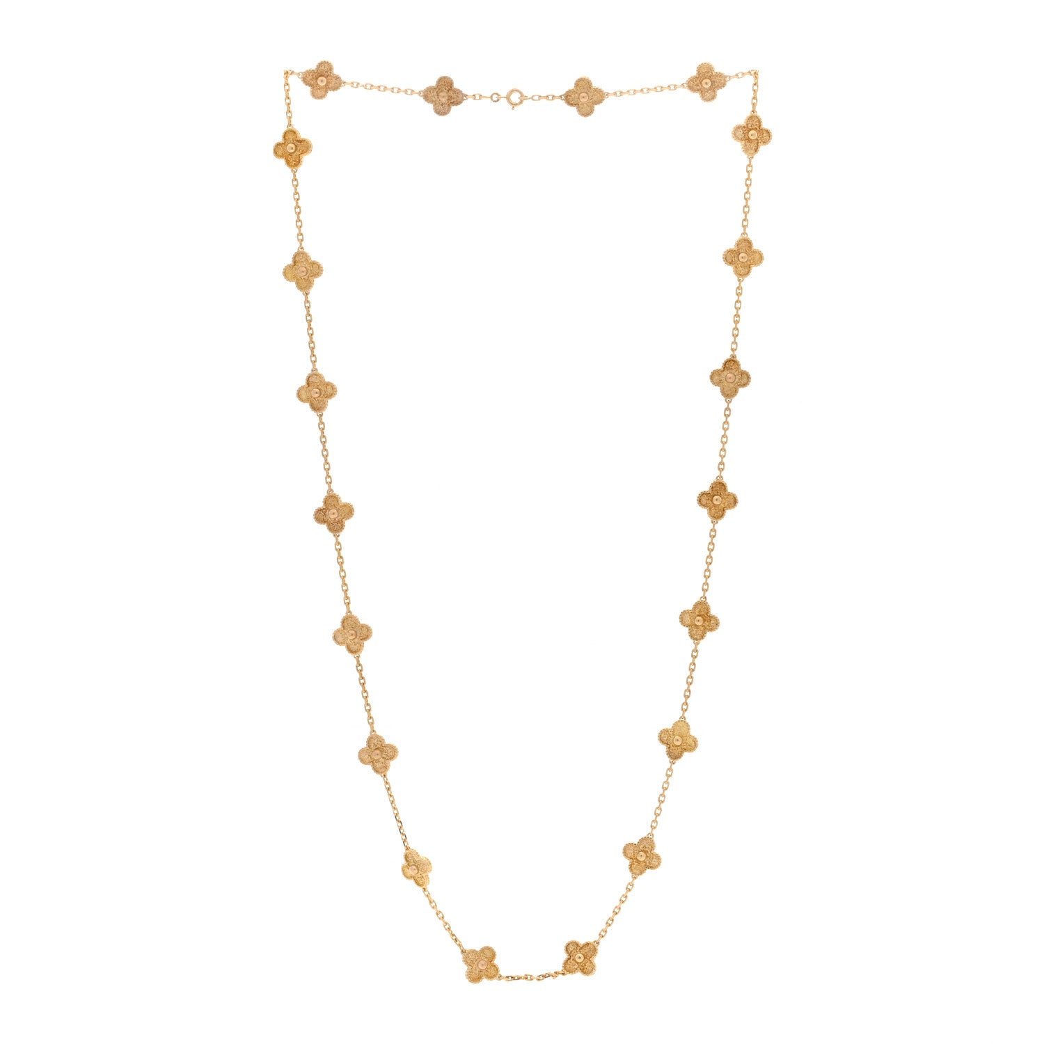 Van Cleef & Arpels 18K Yellow Gold 20 Motifs Vintage Alhambra Necklace 3 of 4
