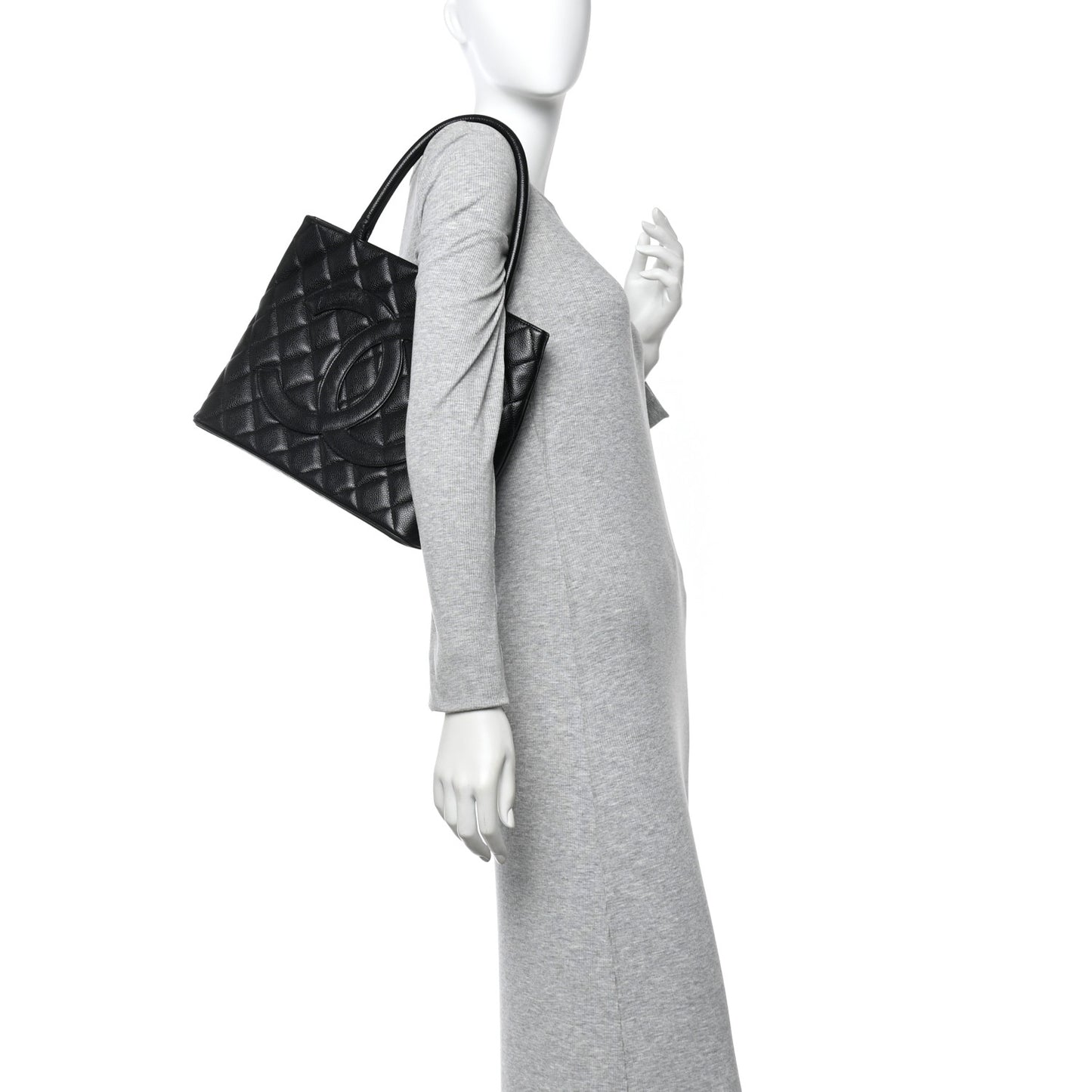 Caviar Quilted Medallion Tote Black