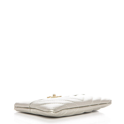 Chanel Metallic Sheepskin Chevron Quilted Small Vintage Mademoiselle Cosmetic Case Light Gold 4 of 8