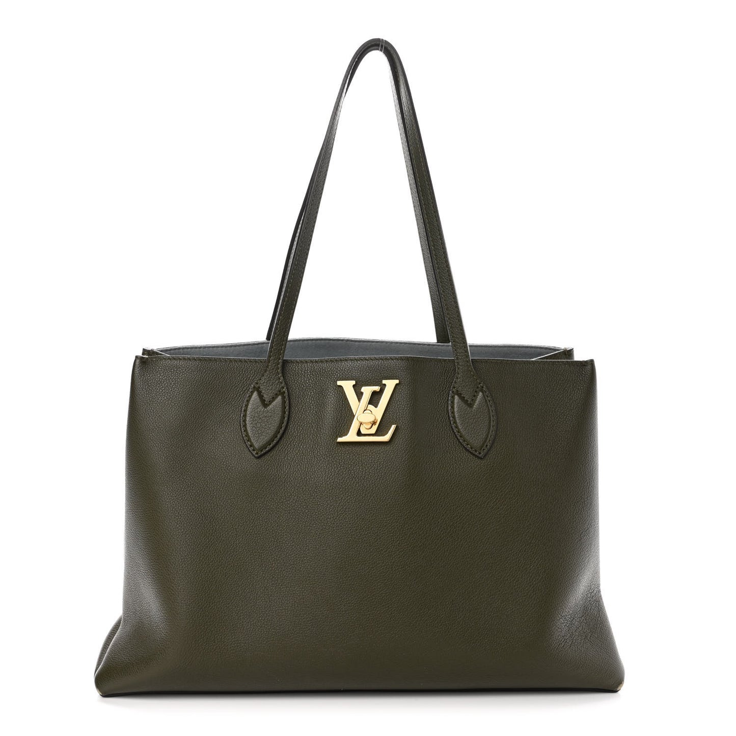 Grained Calfskin Lockme Shopper Kaki