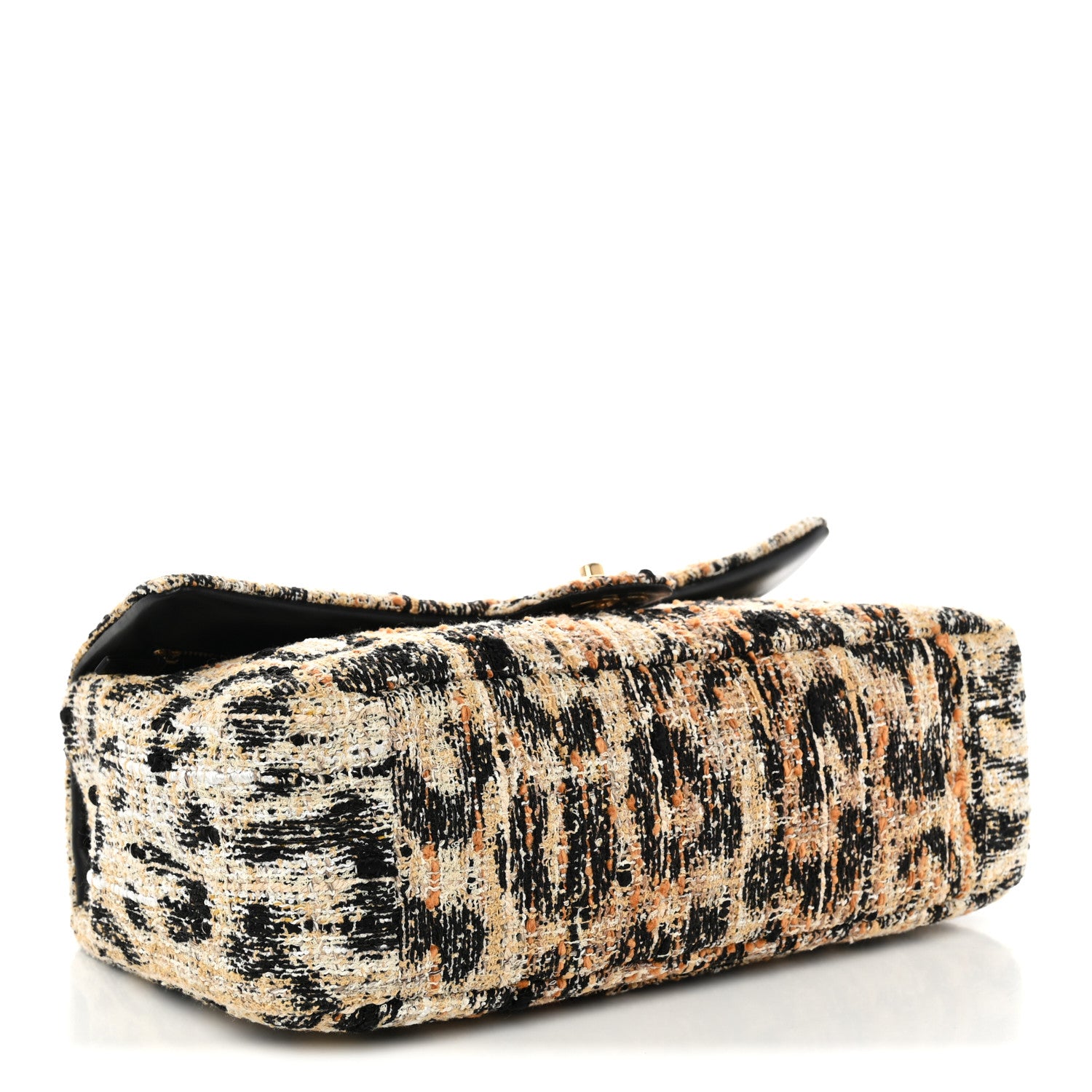 Chanel Tweed Mixed Fibers Leopard Print Small Souplissimo Maxi Flap Brown Black White 4 of 11