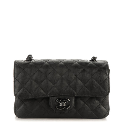 Chanel Crumpled Calfskin Quilted Mini Rectangular Flap So Black 1 of 8