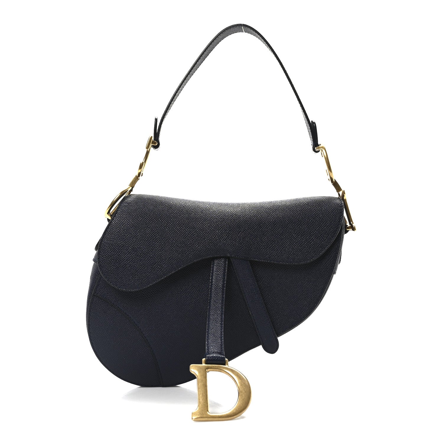 Christian Dior Grained Calfskin Saddle Bag Navy 1 of 11
