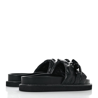 Louis Vuitton Calfskin Embossed Monogram Sunset Flat Comfort Mule 39 Black 4 of 9