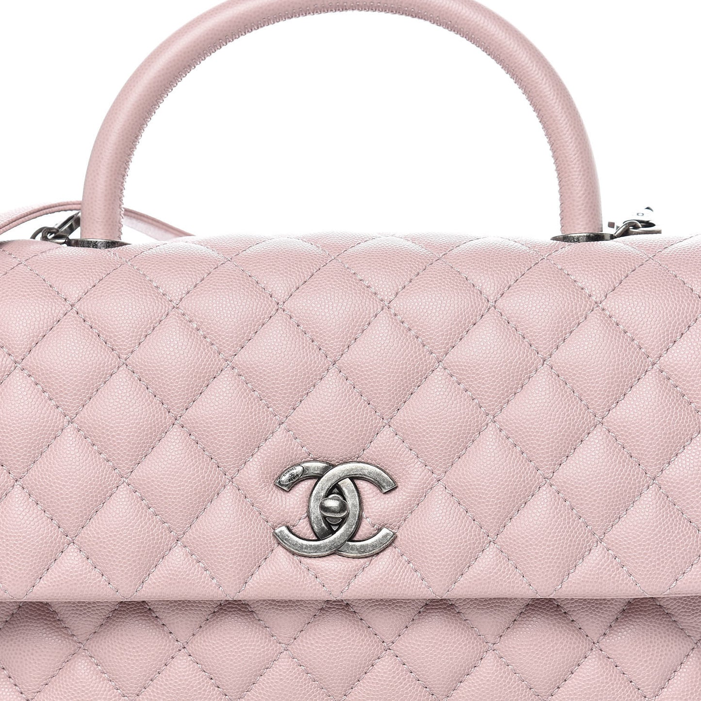 Caviar Quilted Small Coco Handle Flap Pink