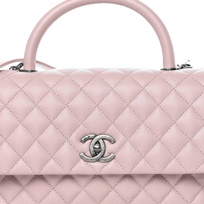 Chanel Caviar Quilted Small Coco Handle Flap Pink 10 of 11