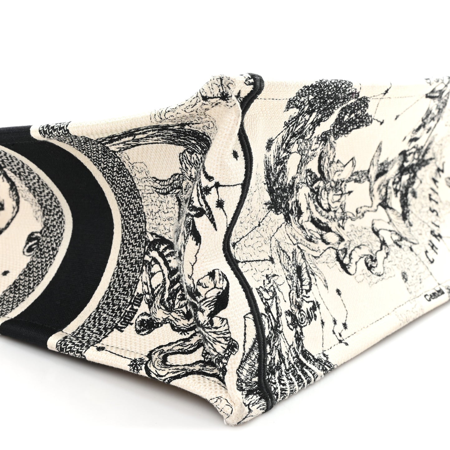 Canvas Zodiac Toile De Jouy Embroidered Medium Book Tote Latte