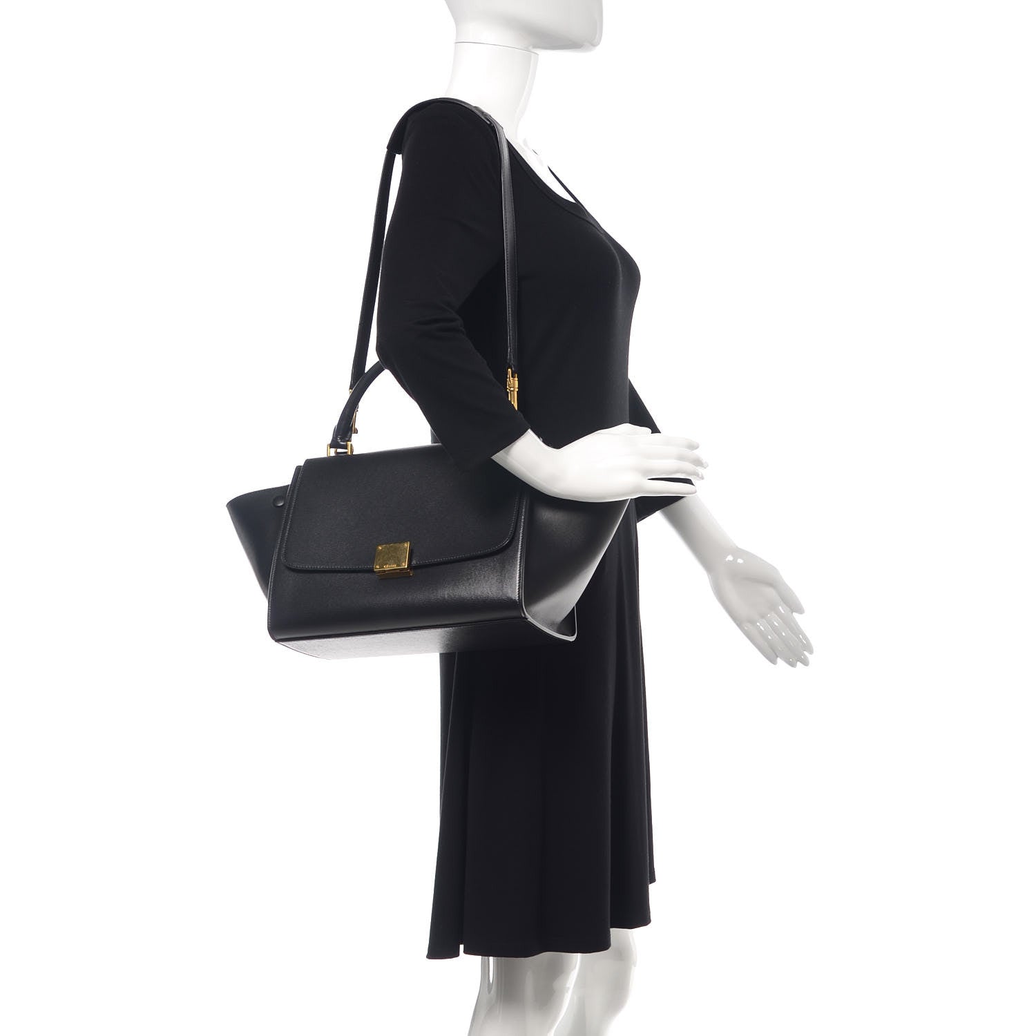 Celine Liege Calfskin Small Trapeze Black 2 of 11