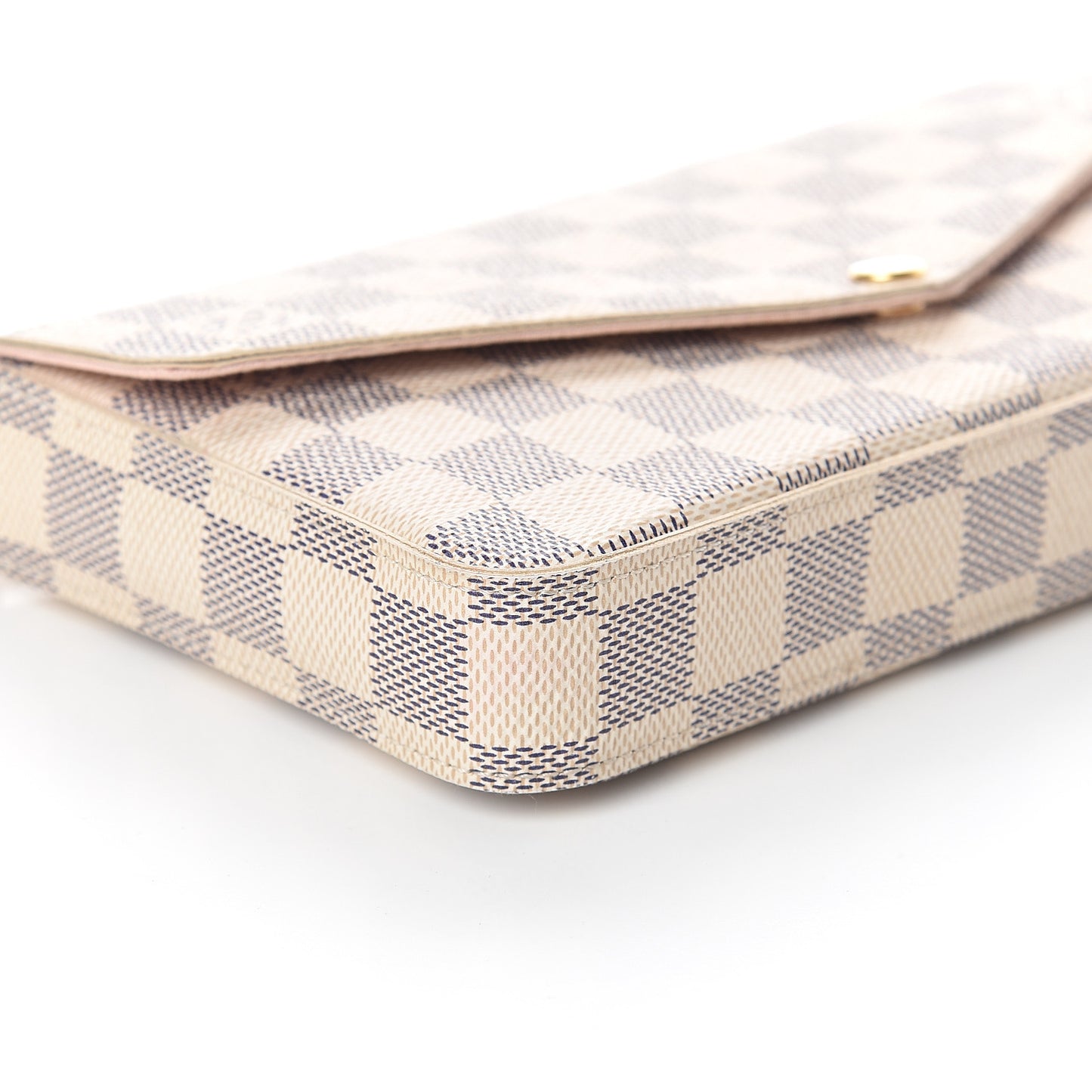 Damier Azur Pochette Felicie Chain Wallet Rose Ballerine