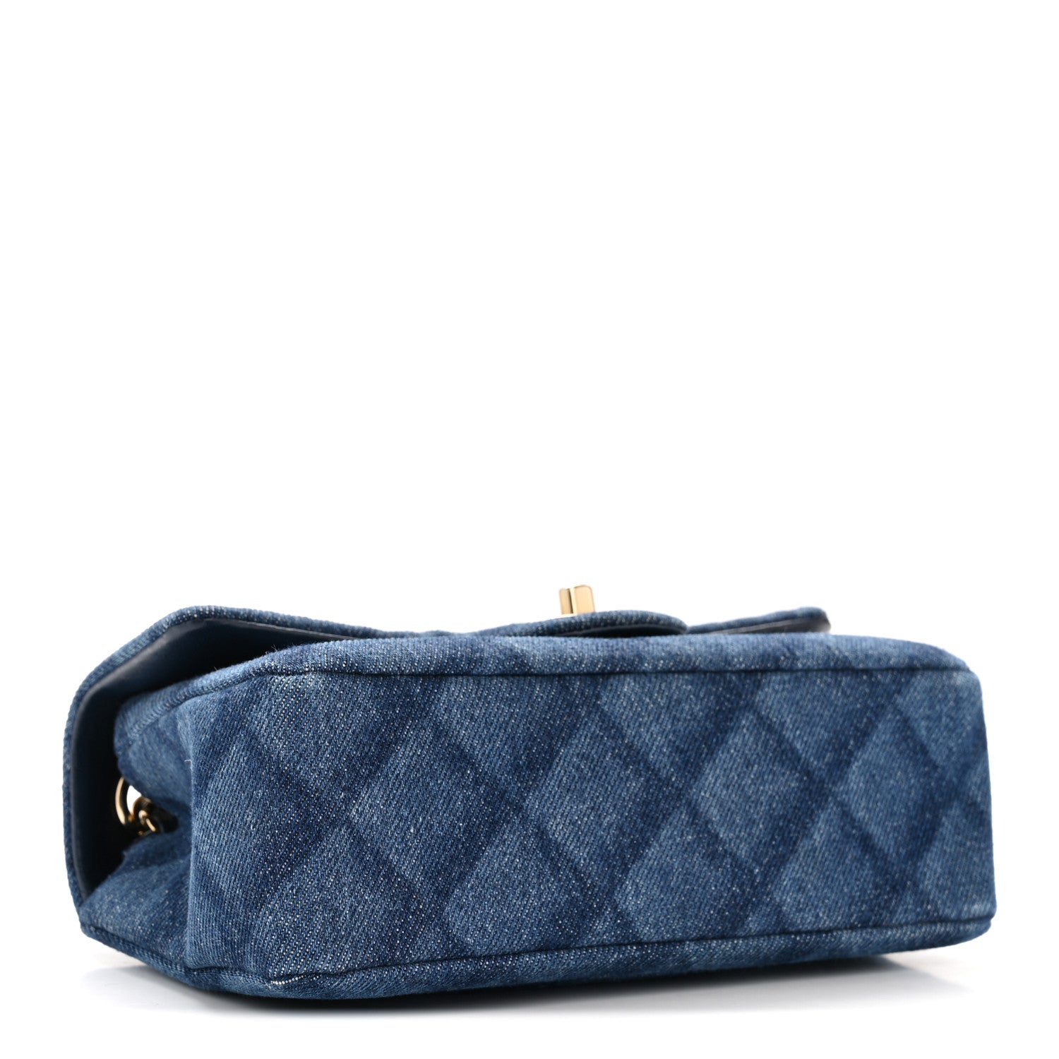 Chanel Printed Denim Quilted Mini Rectangular Flap Dark Blue 4 of 12