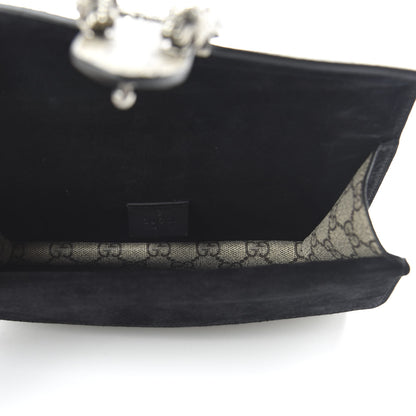 Gucci GG Supreme Monogram Suede Crystal Small Dionysus Shoulder Bag Beige Ebony Black 5 of 10
