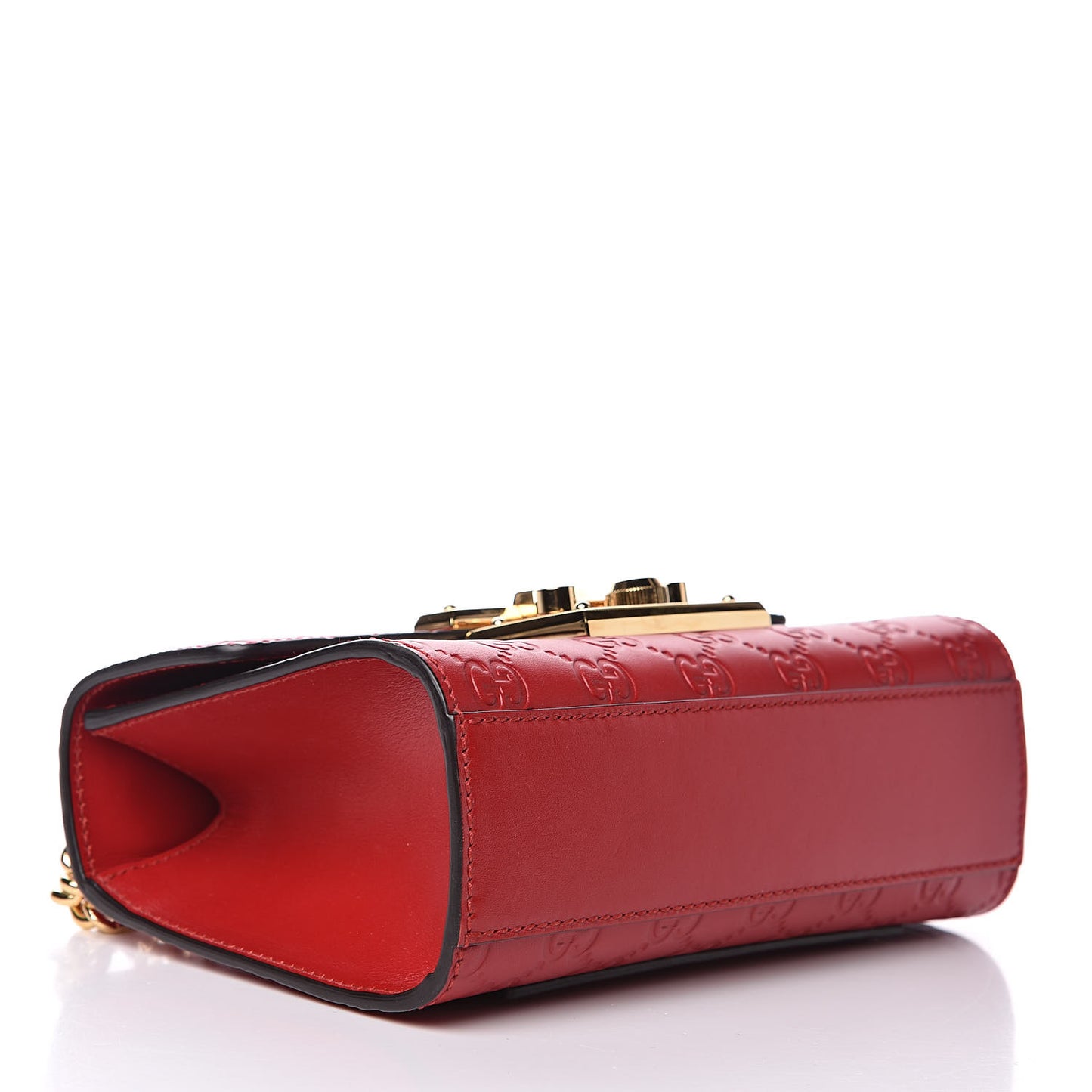Guccissima Small Padlock Shoulder Bag Hibiscus Red