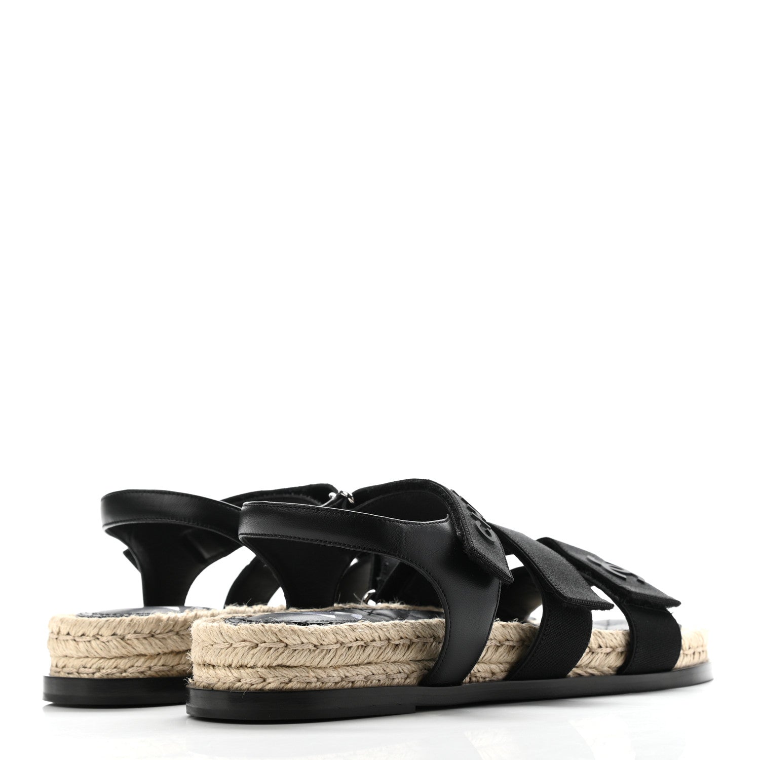 Chanel Stretch Fabric Lambskin CC Flat Sandals 39 Black 4 of 7