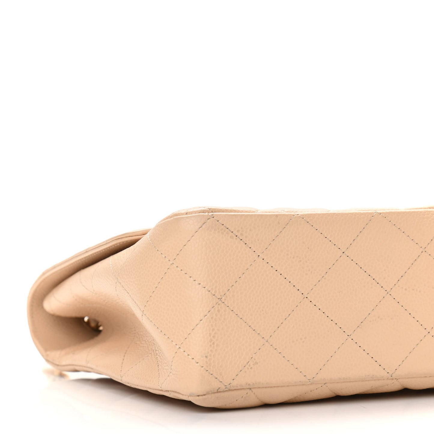 Caviar Quilted Jumbo Single Flap Beige