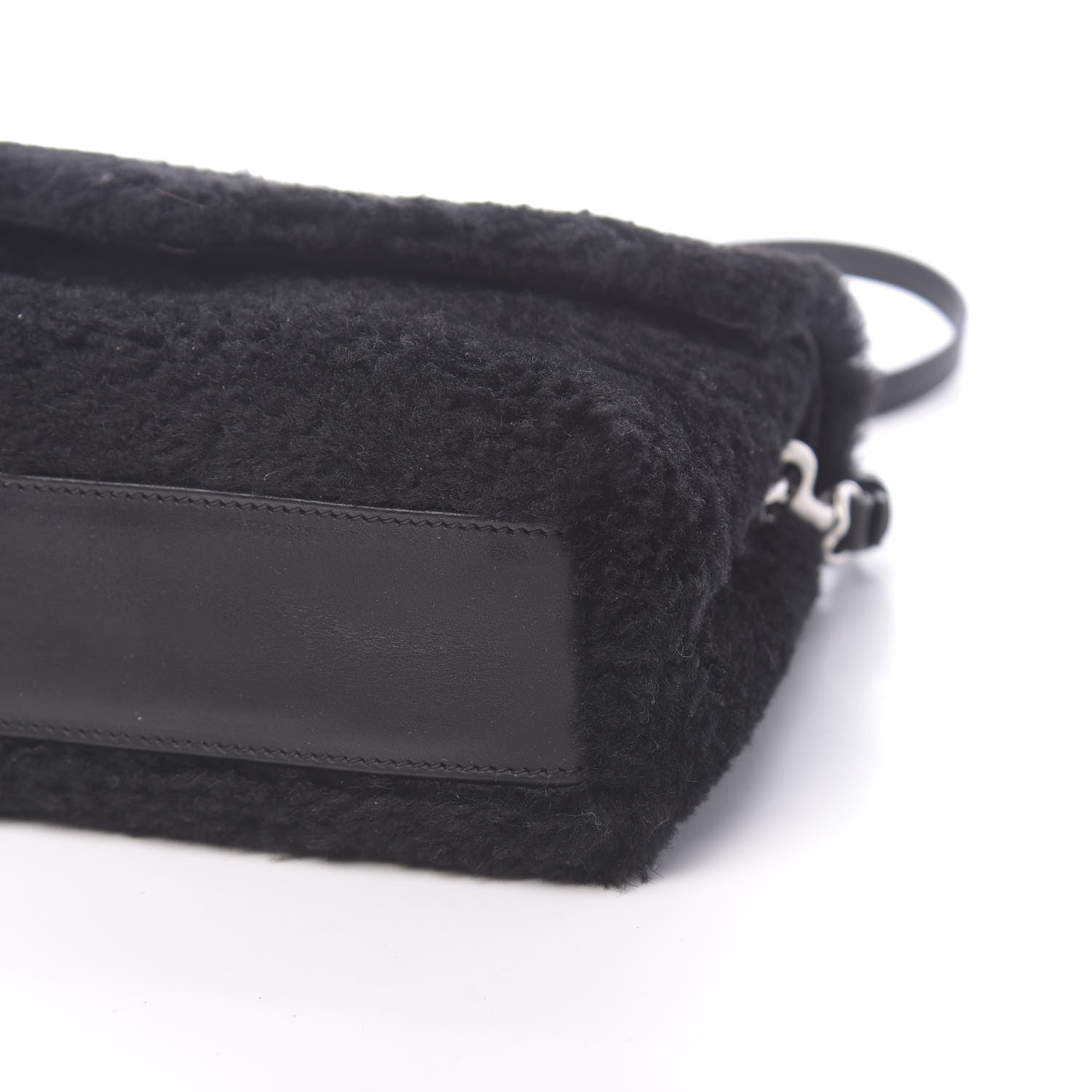 Saint Laurent Shearling Toy Loulou Shoulder Bag Black 9 of 9