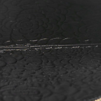 Chanel Lambskin Camellia Embossed Large Cosmetic Case Black Gold 5 of 7