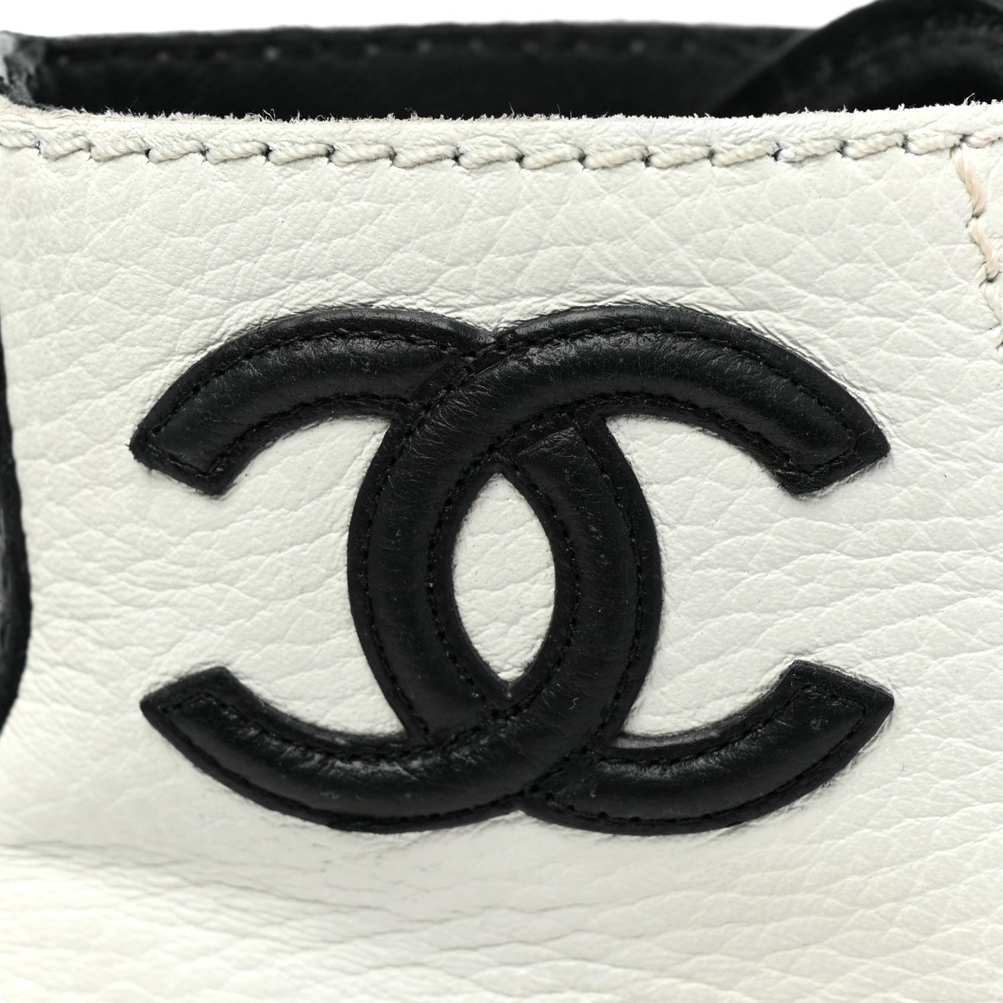 Lambskin Grained Calfskin CC Cap Toe Short Boots 39.5 White Black