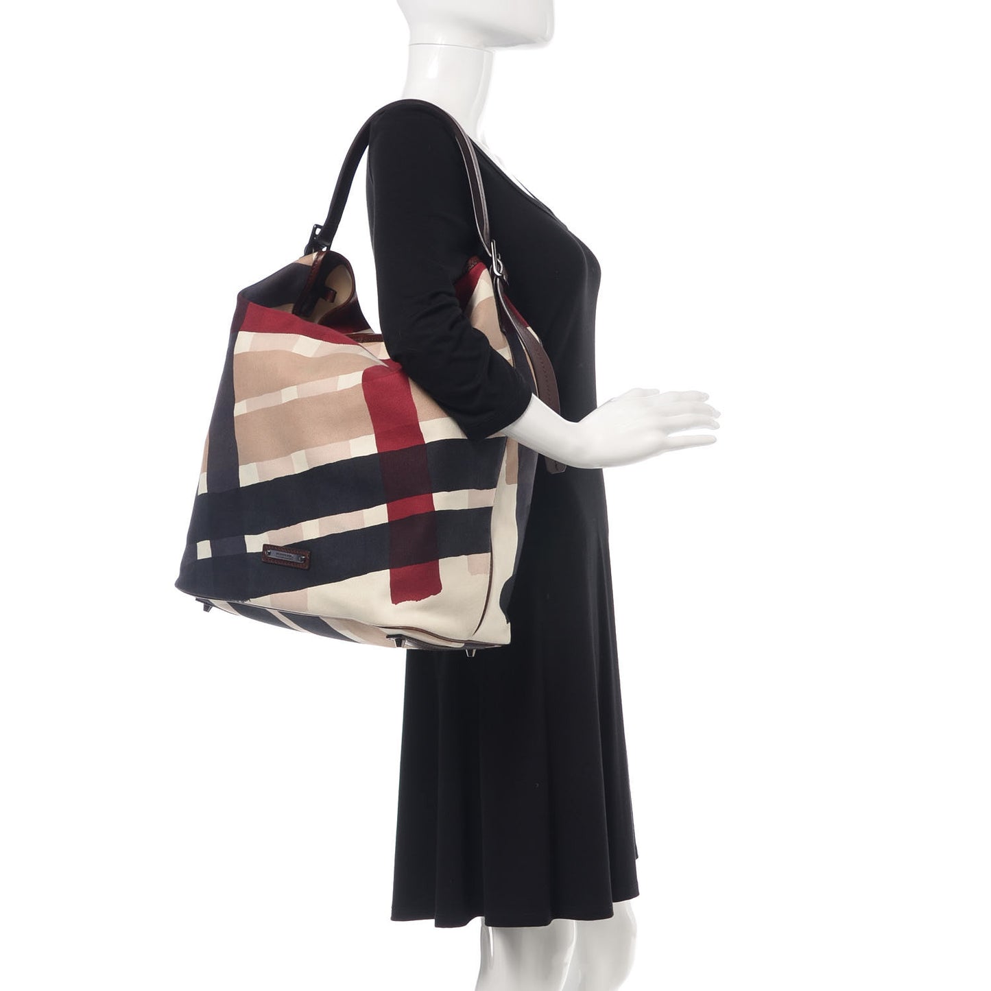 Canvas Check Bucket Bag Multicolor