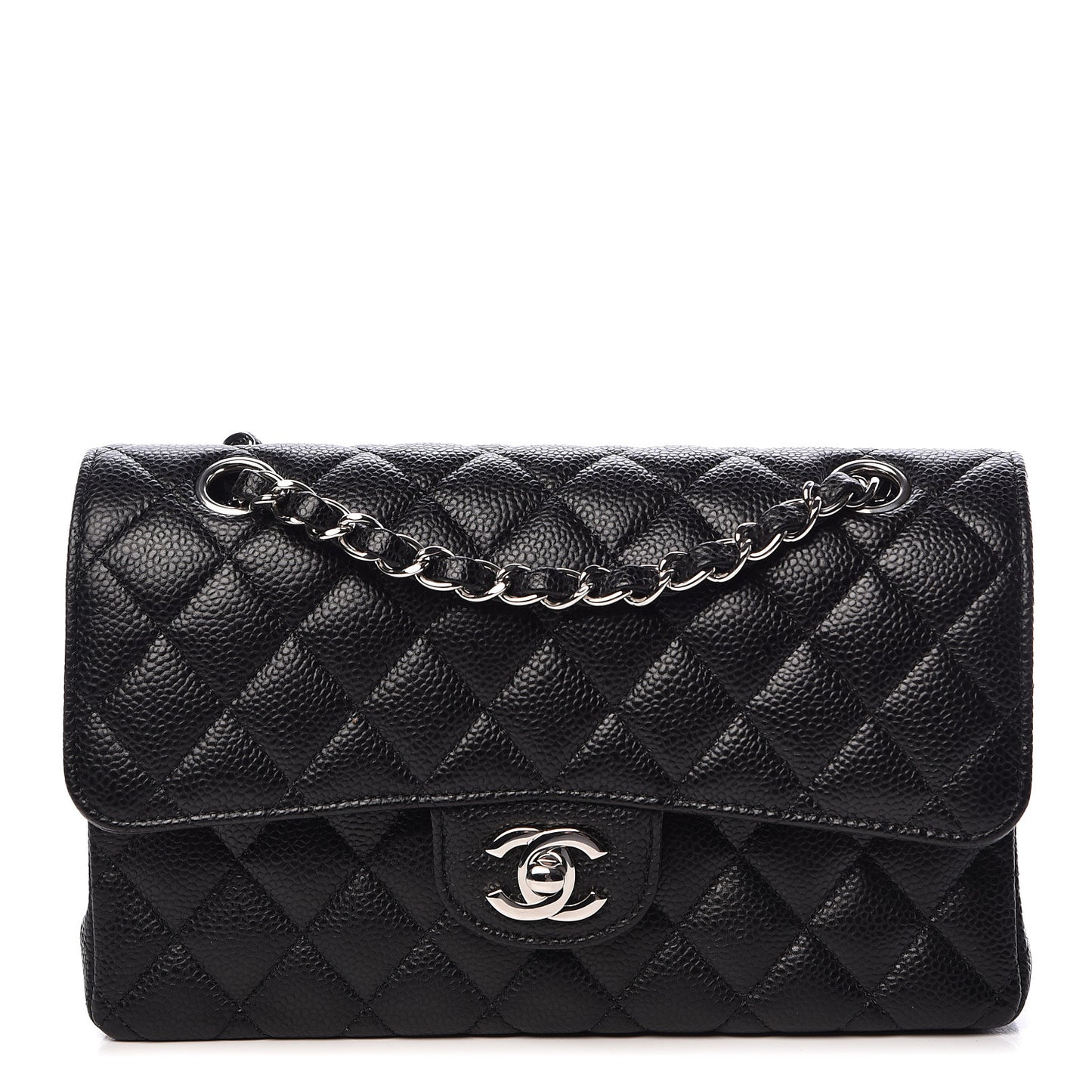 Caviar Quilted Small Double Flap Black