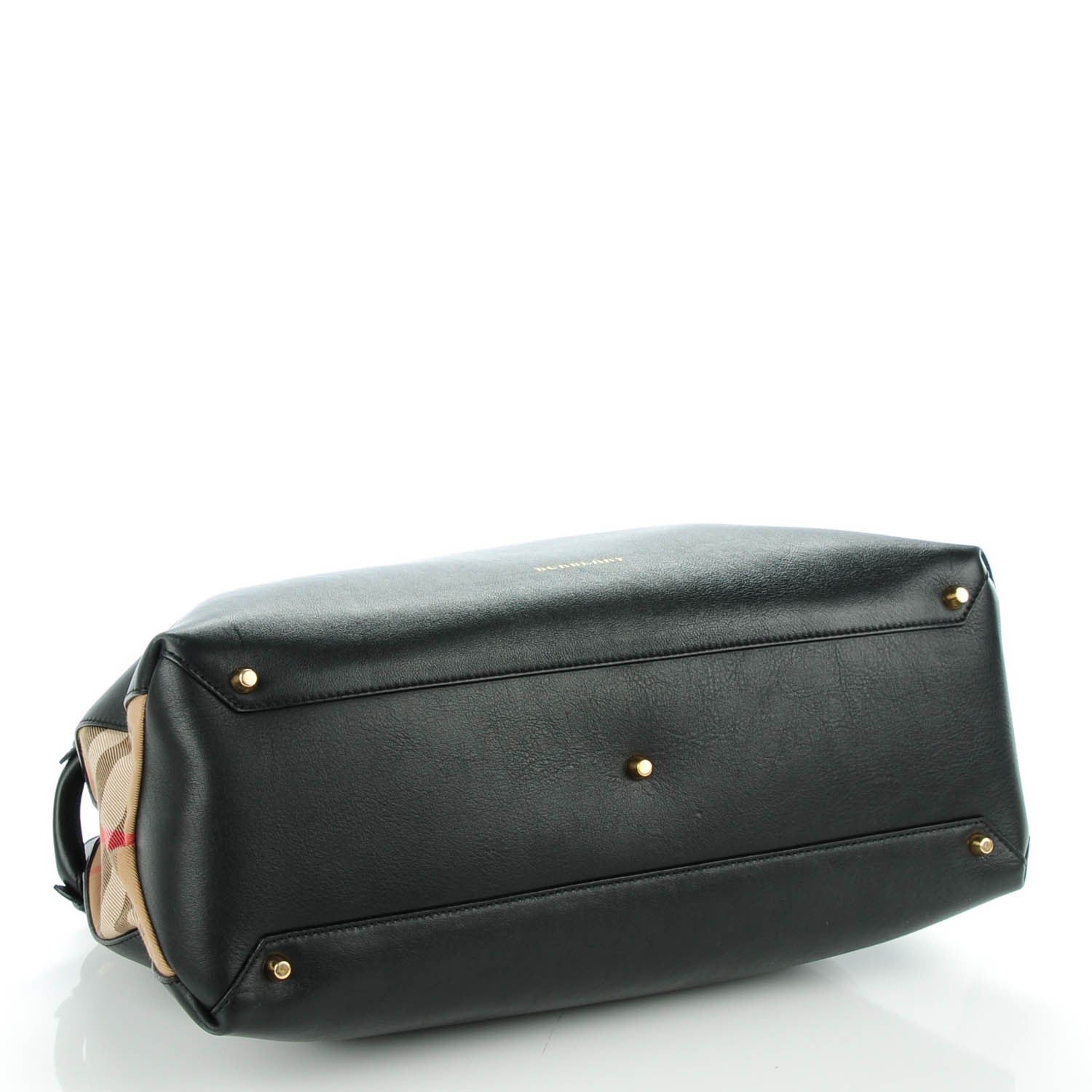 Burberry Calfskin House Check Medium Banner Tote Black 5 of 8