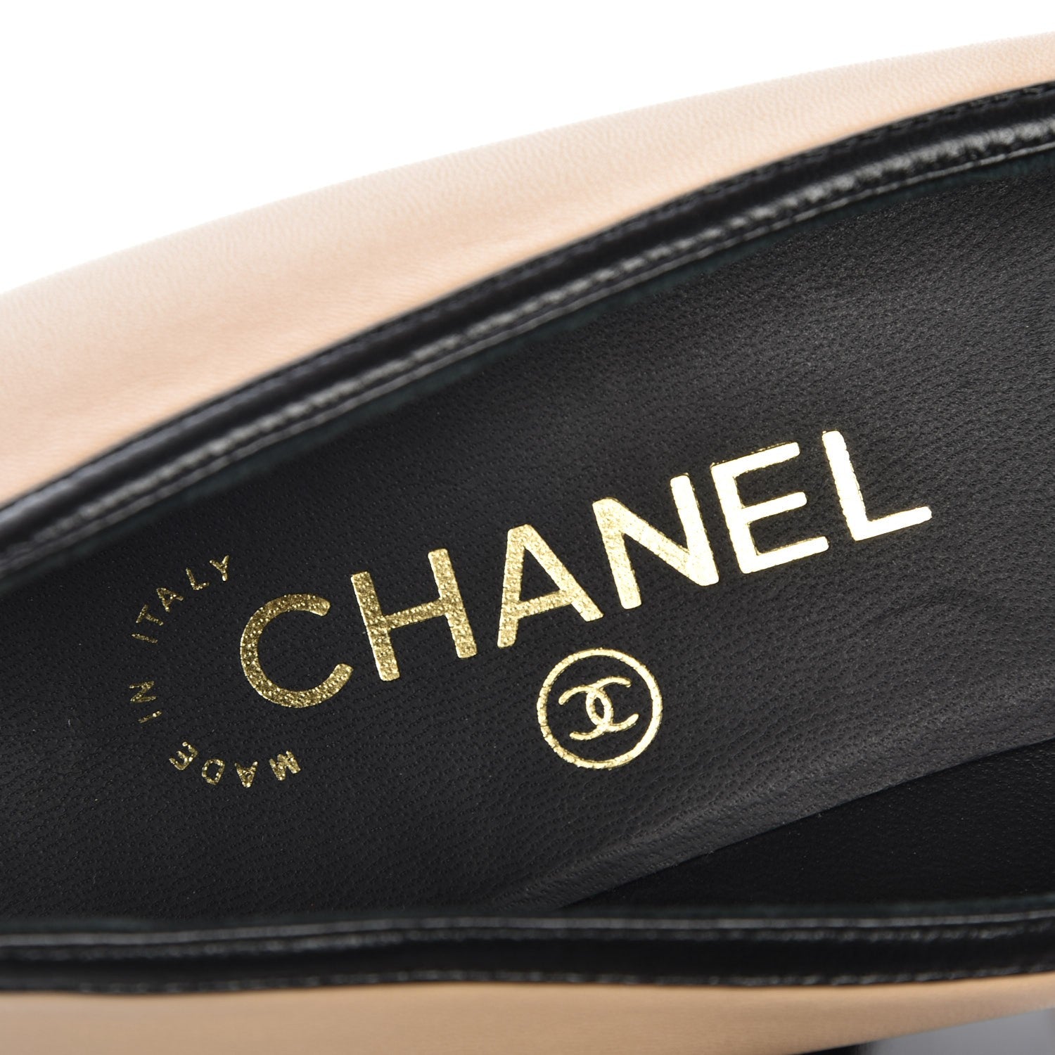 Chanel Lambskin Bow Pointed Toe Pumps 39.5 Beige Black 8 of 9