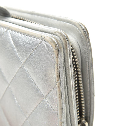 Chanel Metallic Lambskin Quilted Zipped Pocket Wallet Silver 16 of 21