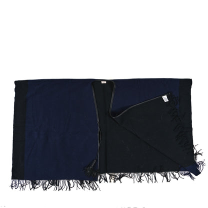 Hermes Wool Cashmere Alamo Poncho Blue Black 2 of 3