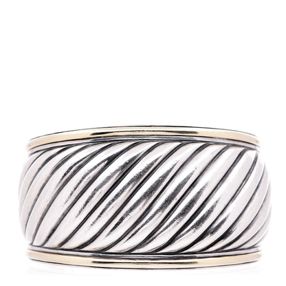 David Yurman Sterling Silver 18K Yellow Gold 41mm Sculpted Cable Cuff Bracelet 5 of 8