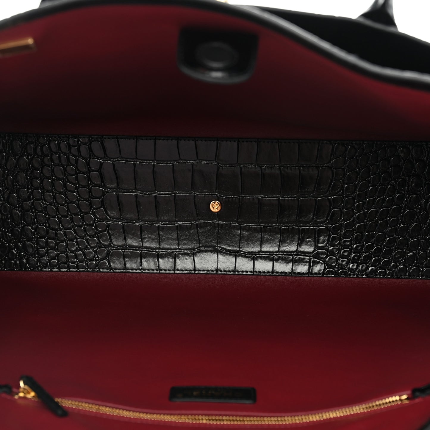 Calfskin Crocodile Embossed Archetype Large Shopping Tote Black