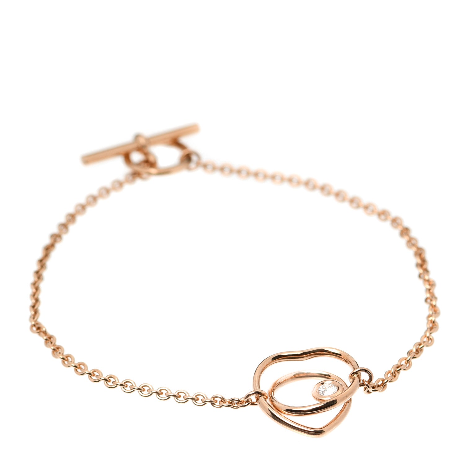 Hermes 18K Rose Gold Diamond TPM Vertige Coeur Bracelet SH 1 of 5