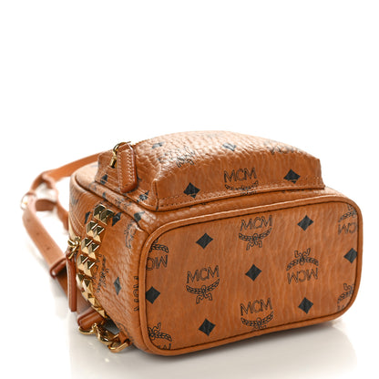 MCM Visetos Side Stud X-Mini Stark Bebe Boo Backpack Cognac 4 of 10