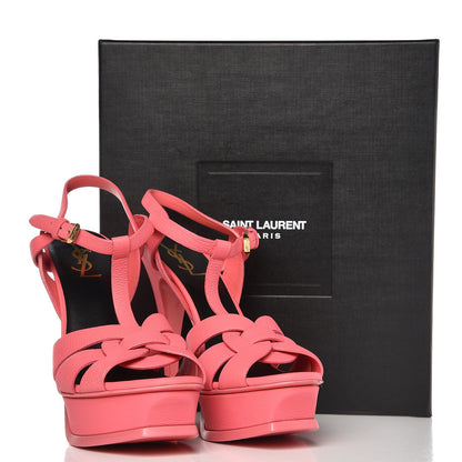 Saint Laurent Grained Calfskin Tribute 105 Platform Sandals 38.5 Rose Clair 11 of 11